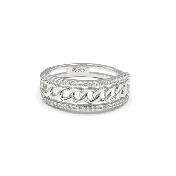 STRW 817, Women S925 Sterling Silver Cuban Chain Ring