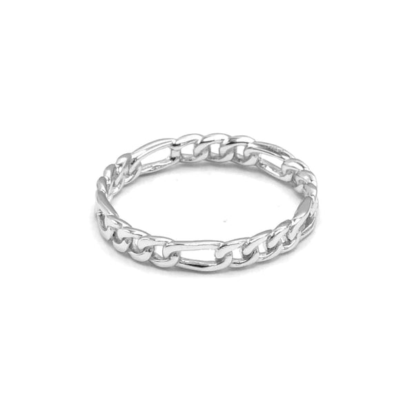 STRW 832, Women S925 Sterling Silver Figaro Chain Ring