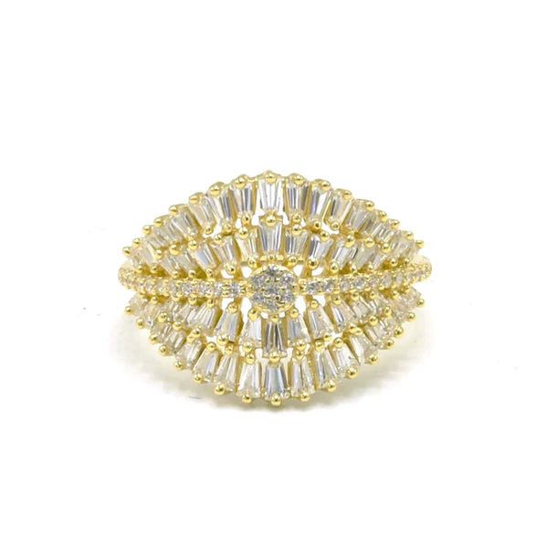 STRW 856, Women S925 Sterling Silver "Leaf" shape Emerald Cut Ring