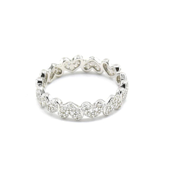 STRW 971, Women S925 Sterling Silver Icy Heart Shape Ring
