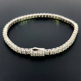 Moisssanite Stone Sterling Silver Unisex Tennis Bracelet 3mm Width 7Inch Length-silver color