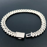 Moissanite Stone D Color Unisex Cuban Chain 8mm Width 20Inch Length-silver color