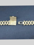 Moissanite Stone D Color Unisex Cuban Chain 8mm Width 20Inch Length-silver color