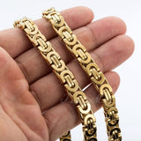 Stainless Steel Hit Hop Byzantine Chain 24'' with Bracelet 8.5'' Set-gold, silver, Silver Gold or Silver Black Color-SSM-32