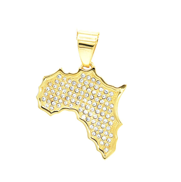 SP-714, Stainless Steel 2 size of Icy Africa Map Pendant-gold or silver, 30mm width, 45mm high, 2mm thick