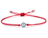 STBB-08, Sterling Silver Round Shape Evil eyes Red String Bracelet-gold or silver color