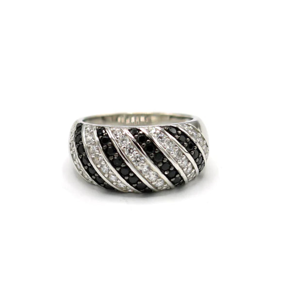 STRW 752, Women S925 Sterling Silver Icy Elegant Ring- Black and silver color