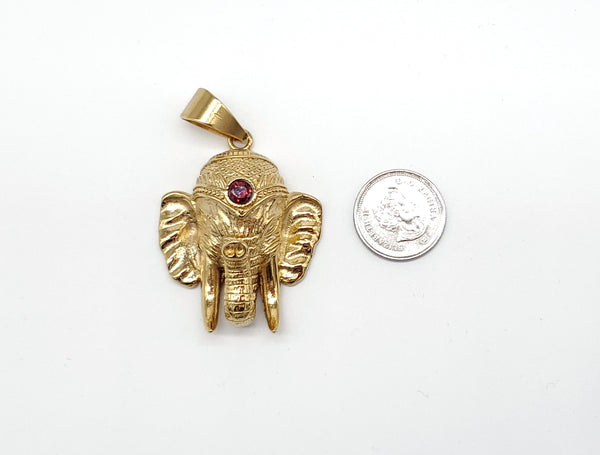 SP-962, Stainless Silver Elephant Head Pendant-gold color, 46mm width, 65mm high, 20mm thick