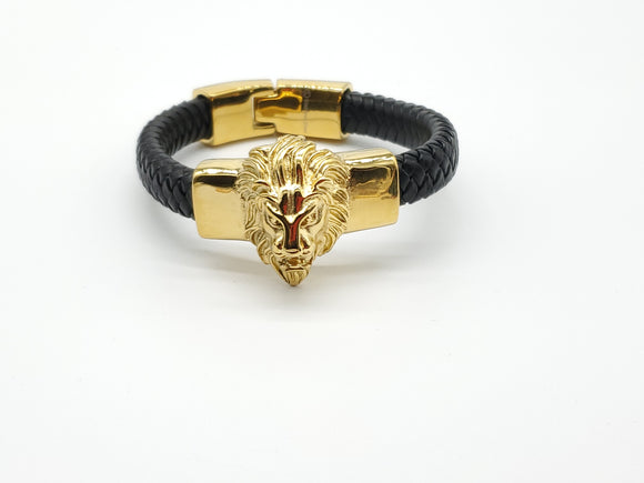 LBM-11,Stainless Steel Lion Head Clasp Bracelet-gold or silver color, Width-12mm,Length-8.75''