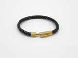 LBM-64,Stainless Steel Clasp Leather Bracelet-gold, silver or black color, Width-6mm,Length-8.25''