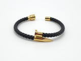 LBM-400,Stainless Steel Nail Leather Bracelet-silver color, Width-6mm, Length-8.5''