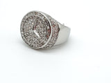 SRM-266,Stainless Steel Icy Mercedes Hit Hop Fashion Ring-Gold or Silver Color-20mm round, 5mm Thick