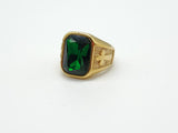 SRM-249, Stainless Steel Cross Ring -Green or Black Stone-20mm X 15mm Width, 7mm thick