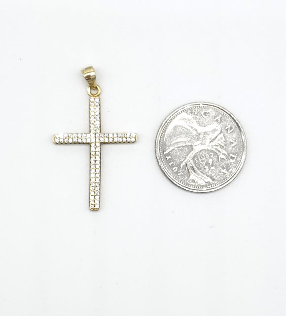 STPW-41, Sterling Silver 14K Gold Plated Cross Pendant