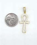 STPM*134, Men and Women S925 Sterling Silver Icy Bling Bling Ankh Pendant-gold or silver color