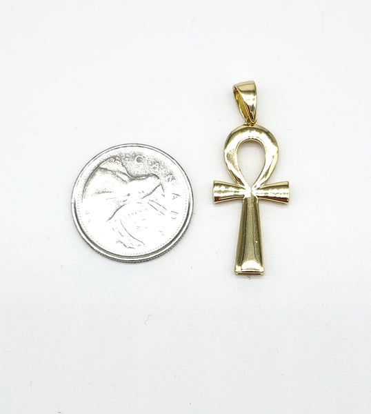 STPM-128, Men and Women S925 Sterling Silver Plain Ankh Pendant-gold or silver color