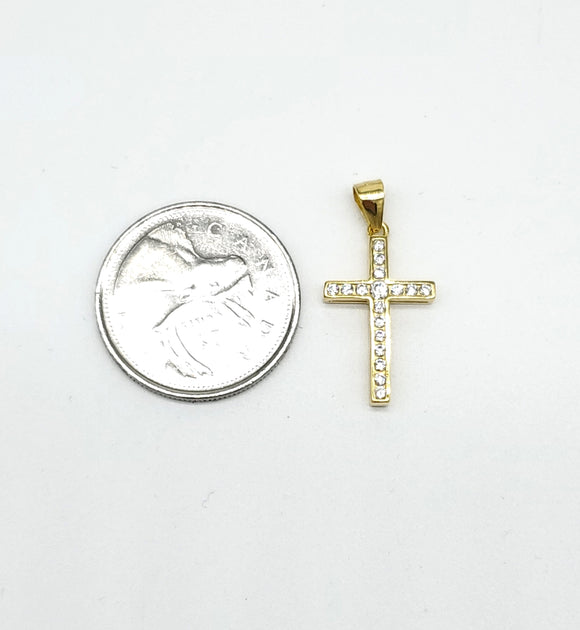 STPW-03,  Women S925 Sterling Silver Icy Bling Bling Cubic Zirconium Cross Pendant-gold or silver color