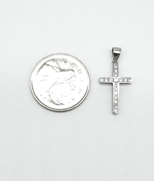 STPW-03,  Women S925 Sterling Silver Icy Bling Bling Cubic Zirconium Cross Pendant-gold or silver color