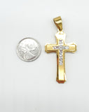 SP-839, Stainless Steel Cross Pendant With CZ stone, black, 30mm thick, 65mm high, 5mm thick