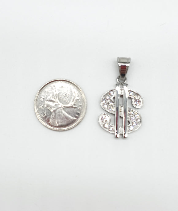 SP-995, Stainless Steel Small Dollar Sign Pendant- silver color