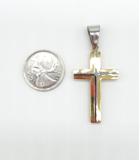 SP-286, Stainless Steel Plain Cross Pendant-gold or silver gold color, 25mm width, 58mm high, 8mm thick