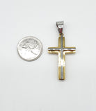 SP-286, Stainless Steel Plain Cross Pendant-gold or silver gold color, 25mm width, 58mm high, 8mm thick
