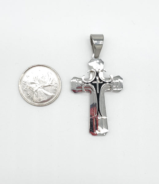 SP-114, Stainless Steel Classes Cross Pendant - Silver Black color