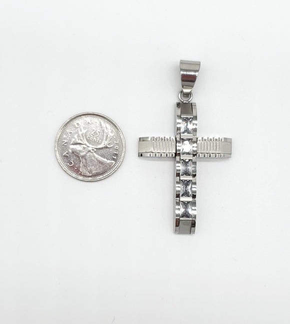 SP-255, Stainless Steel Cross Pendant-silver color