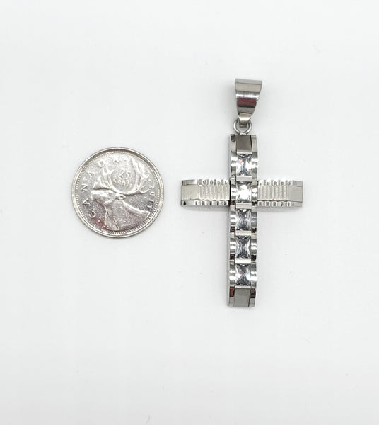 SP-255, Stainless Steel Cross Pendant-silver color
