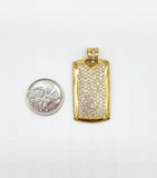 SP-507, Stainless Steel Icy Dog Tag Pendant-gold color
