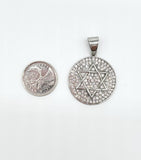 SP-1038, Stainless Steel Bling Bling David Star Pendant - Silver Color