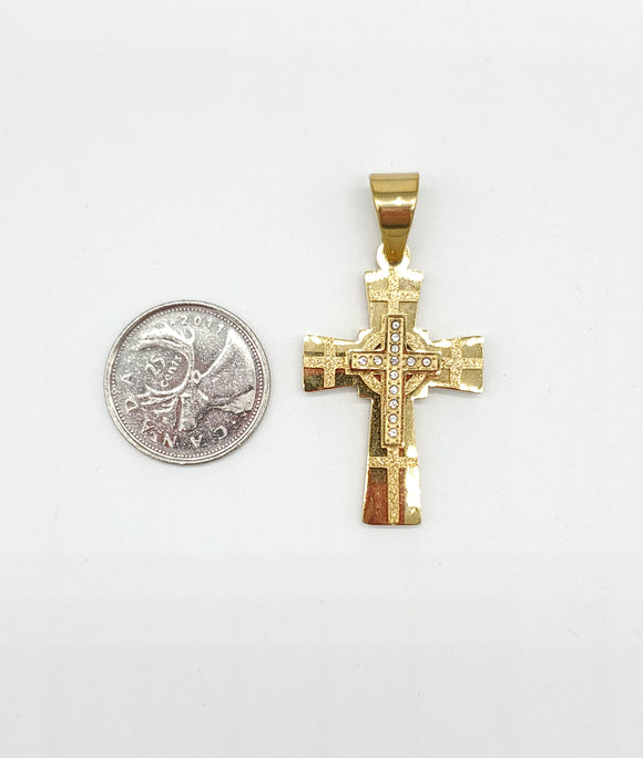 SP-382, Stainless Steel 2 size of Icy Cross Pendant-gold or silver color