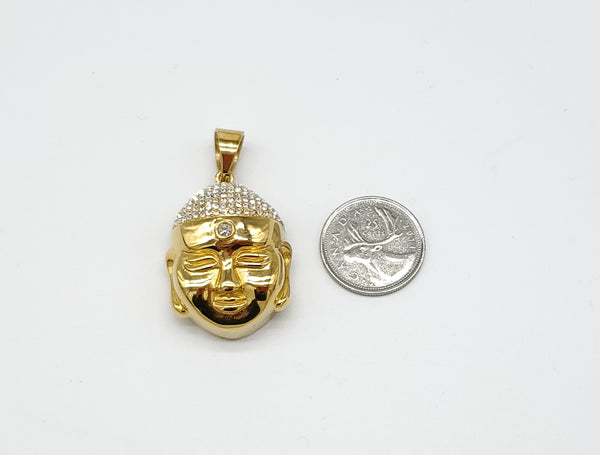 SP-771, Stainless Steel Icy Buddha Pendant-gold or silver, 30mm width, 50mm high, 15mm thick