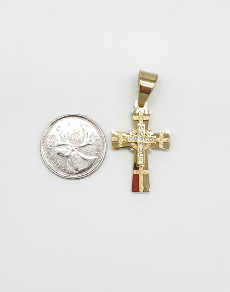 SP-382, Stainless Steel 2 size of Icy Cross Pendant-gold or silver color