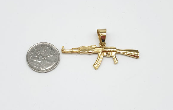 SP-811, Stainless Steel AK 47 Gun Fashion Pendant-Gold color, 55m width, 35mm high, 2mm thick