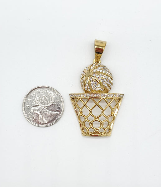 SP-685, Stainless Steel Basketball Net Pendant-gold or silver color, 30mm width, 55mm high, 8mm thick