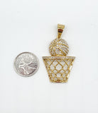 SP-685, Stainless Steel Basketball Net Pendant-gold or silver color, 30mm width, 55mm high, 8mm thick