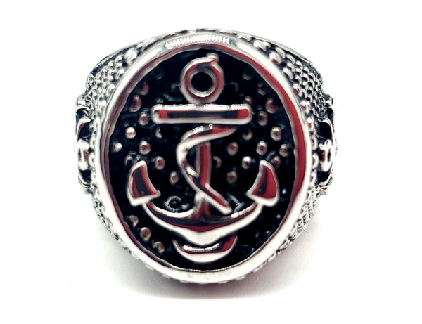 SRM-03,Stainless Steel Anchor Fashion Ring-15mm Width, 20mm high, 5mm thick
