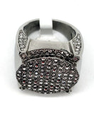 SRM-212, Stainless Steel Ice Hit Hop Fashion Ring-Silver 22mm round, 6mm thick