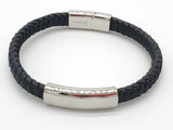 LBM-500,Stainless Steel Leather Bracelet-gold, silver or black color, Width-8mm,Length-8''