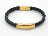 LBM-500,Stainless Steel Leather Bracelet-gold, silver or black color, Width-8mm,Length-8''