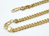 Stainless Steel Width 7mm Cuban Chain 24'' and Bracelet 8.5'' Set-gold or silver color