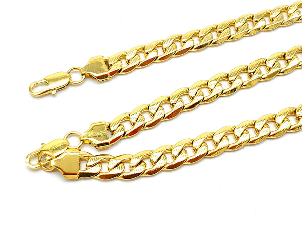 SSM 45, Stainless Steel Cuban Chain Width 9mm, Length 24" and Bracelet Length 8.5''-gold or silver color