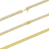 Brass Tennis Bracelet, Width 3mm, Length 7 inch