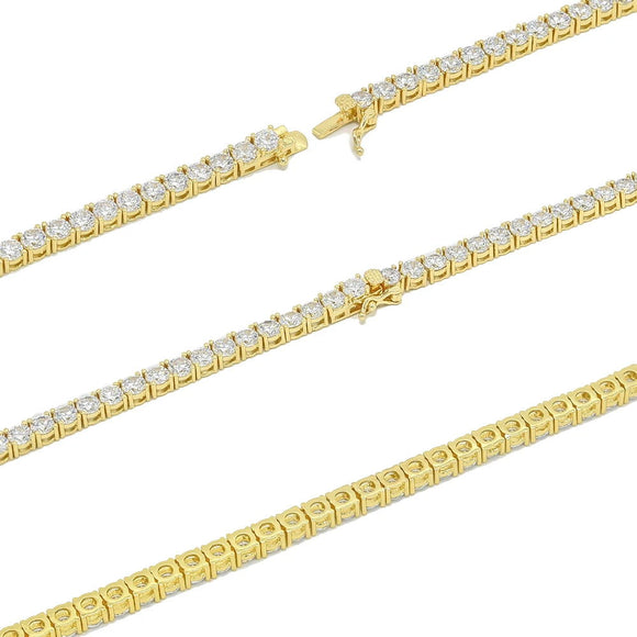 Brass Tennis Bracelet 3mm Width, 6.5'' Inch