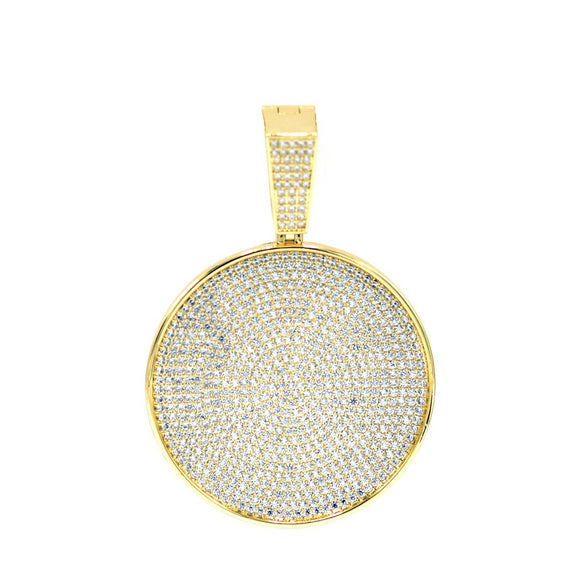 Brass Copper Icy Out Hit Hop Round Shape Pendant-gold or silver color, BRP-63