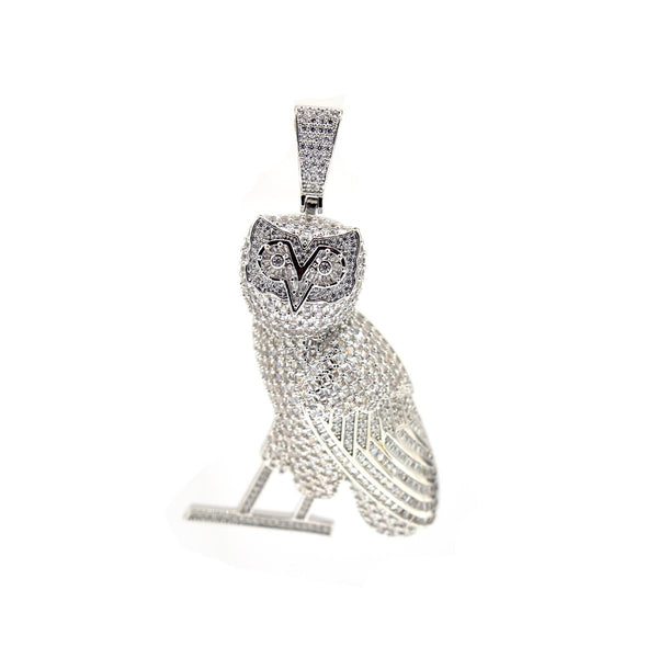 BRP-74, Brass Copper Owl Pendant-Silver color
