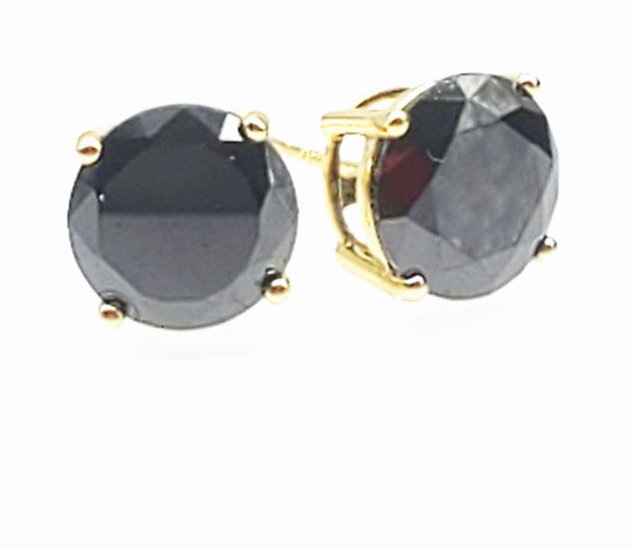 STEM-RD, Sterling Silver Stud Earrings Push Back-4mm Width Round Gold or Silver Black