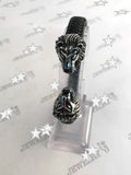 LBM-384, Stainless Steel Lion Head Leather Bangle- gold or silver color, 10mm width,