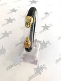LBM-387,Stainless Steel Lion Head Leather Bangle-Gold or silver color, Width-8mm,Length-55mm